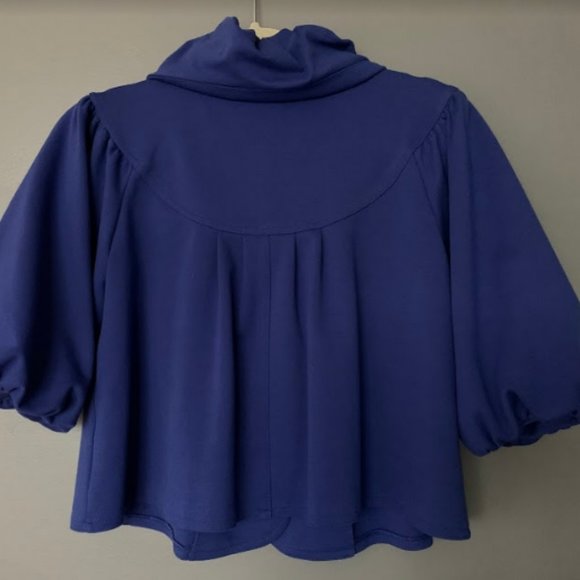 Royal Blue Crop/Balloon Sleeves Top - Picture 3 of 7